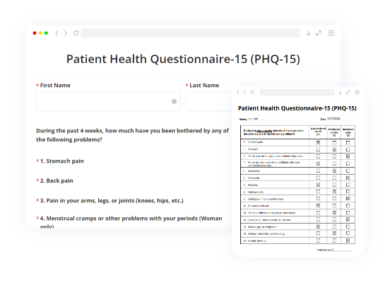 Phq 15 Form Template