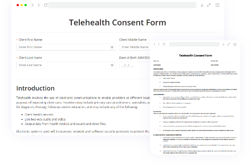 sample web and printable form telehealth